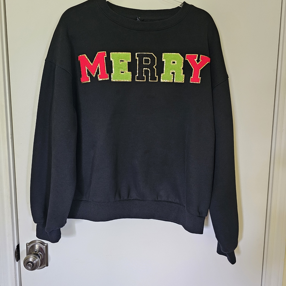 Black 'MERRY' Sweatshirt